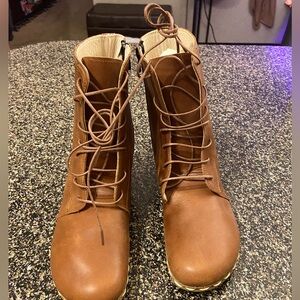 Women’s leather barefoot-style boots, grounding copper, zero drop